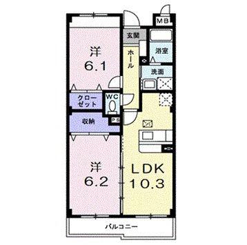 ディアコート(2LDK/1階)の間取り写真