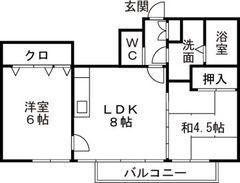 コーポ米島(2LDK/2階)の間取り写真