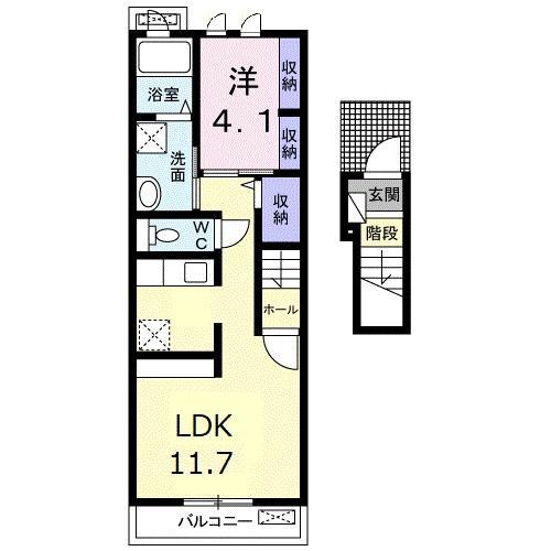 プランドール松縄(1LDK/2階)の間取り写真