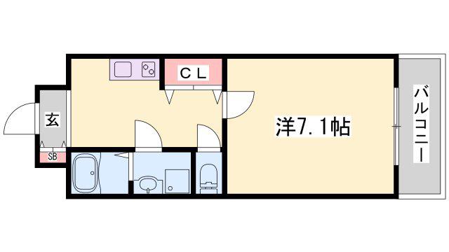 CAPITAL.I姫路(1K/7階)の間取り写真