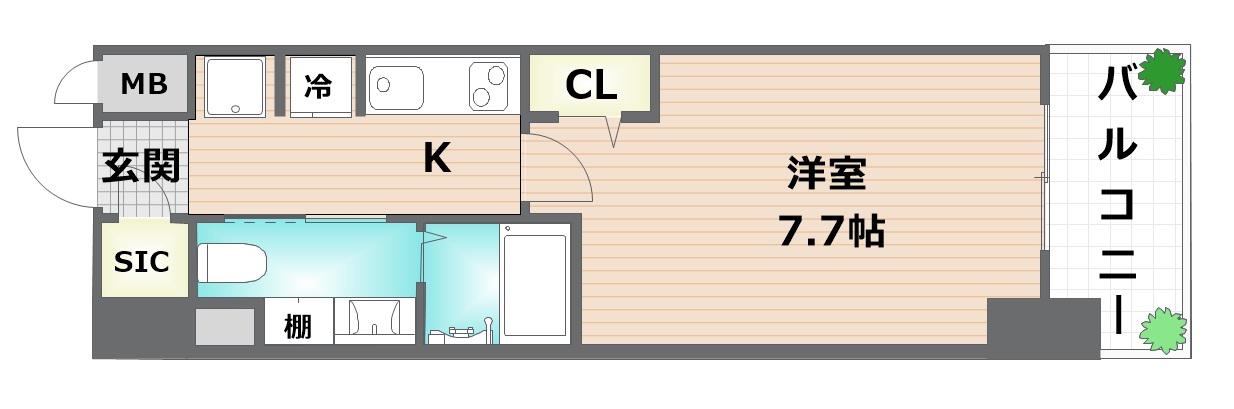 URBANLINK森小路駅前(1K/7階)の間取り写真