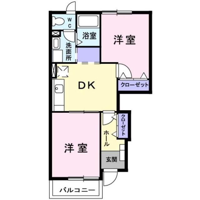 ヴィラアべニールC(2DK/1階)の間取り写真