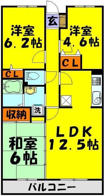 ミレニアムリュウ(3LDK/4階)の間取り写真