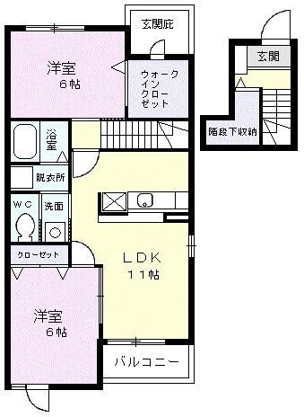 グレイスコート(2LDK/2階)の間取り写真