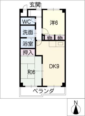 グランドール大幸II(2LDK/4階)の間取り写真