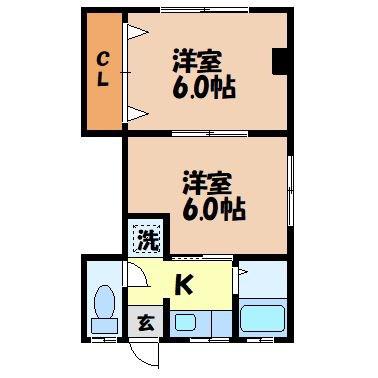 U-BOX岩川(2K/2階)の間取り写真