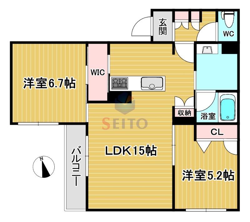 シャーメゾン セレッソ中桜塚(2LDK/3階)の間取り写真