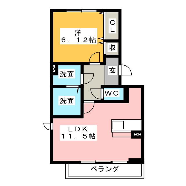 カーサ・ドゥ・ソレイユ(1LDK/3階)の間取り写真