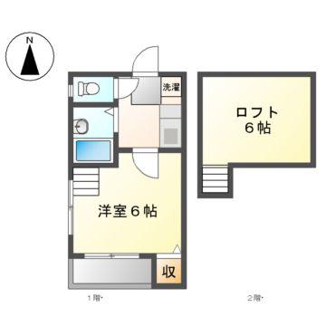OAZO中村(1K/2階)の間取り写真