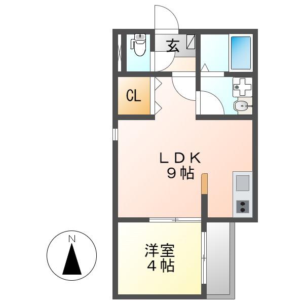 CALM烏森(1LDK/1階)の間取り写真