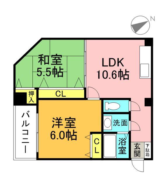 中村ビル(2LDK/3階)の間取り写真