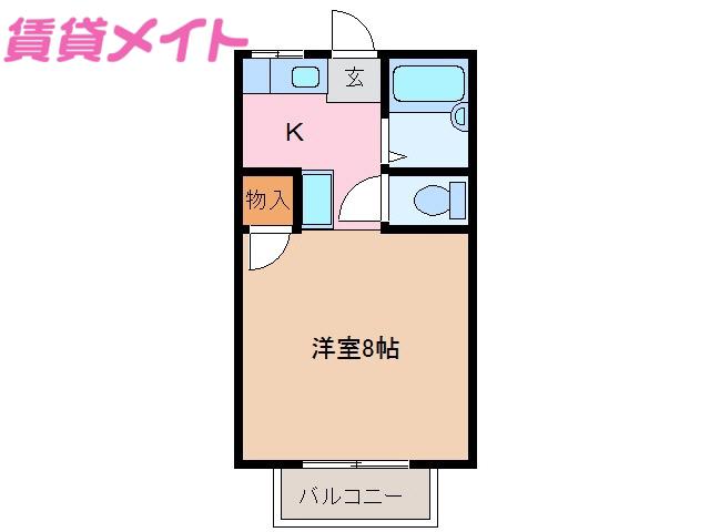 前田ハイツ A(1K/2階)の間取り写真
