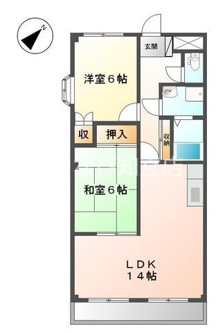 サンタナガーデン(2LDK/1階)の間取り写真