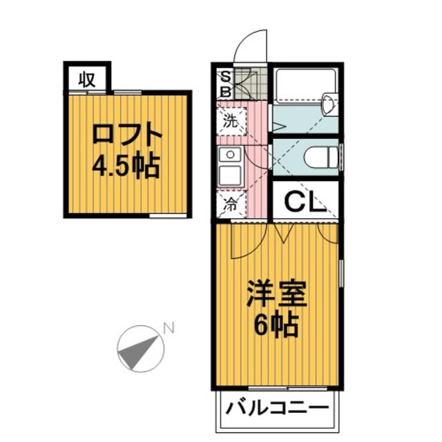 マロンハイム(1K/2階)の間取り写真