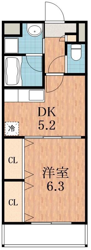 コンフォール平野(1DK/2階)の間取り写真