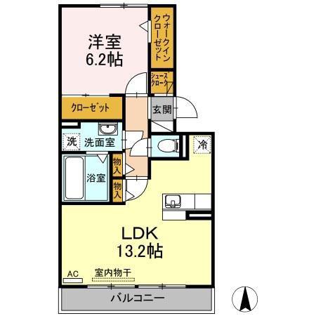 セジュール花水木(1LDK/2階)の間取り写真