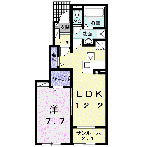 グランミラージュ 1階のお部屋(1LDK/1階)の間取り写真