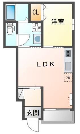 GARDEN楓(1LDK/1階)の間取り写真