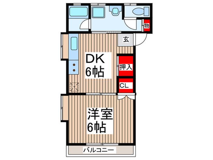エクセレント大畑(1DK/2階)の間取り写真