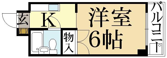 ソレイユダイサン(1K/4階)の間取り写真