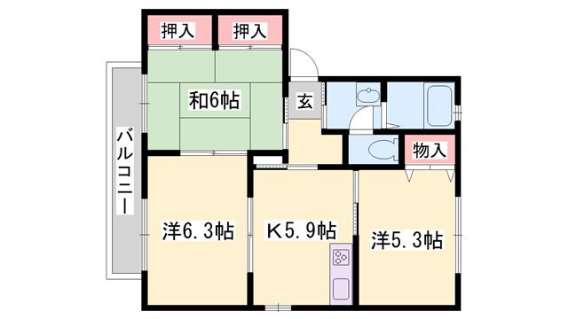 シャーメゾン高岡西 A棟(3K/1階)の間取り写真