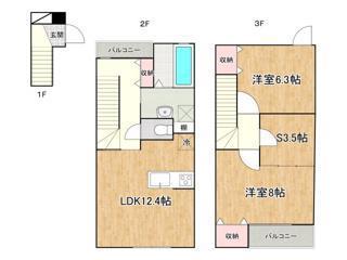 LUMINOUS A棟(2LDK/2階)の間取り写真