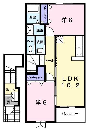 グレースカントリーII(2LDK/2階)の間取り写真