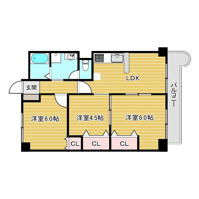 レジデンス芦屋(3LDK/2階)の間取り写真