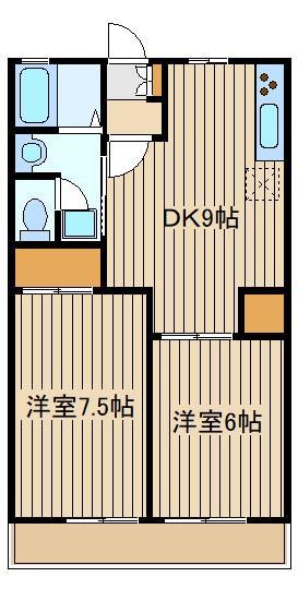 コンパスポイント(2DK/2階)の間取り写真