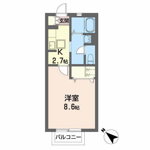 スプレンダー北仙台A(1K/1階)の間取り写真