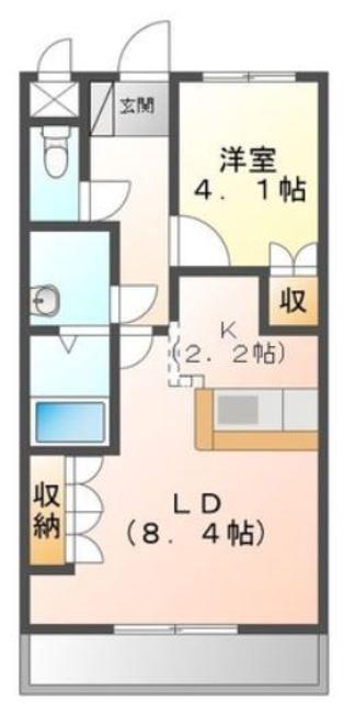 ビー・ハッピー(1LDK/1階)の間取り写真