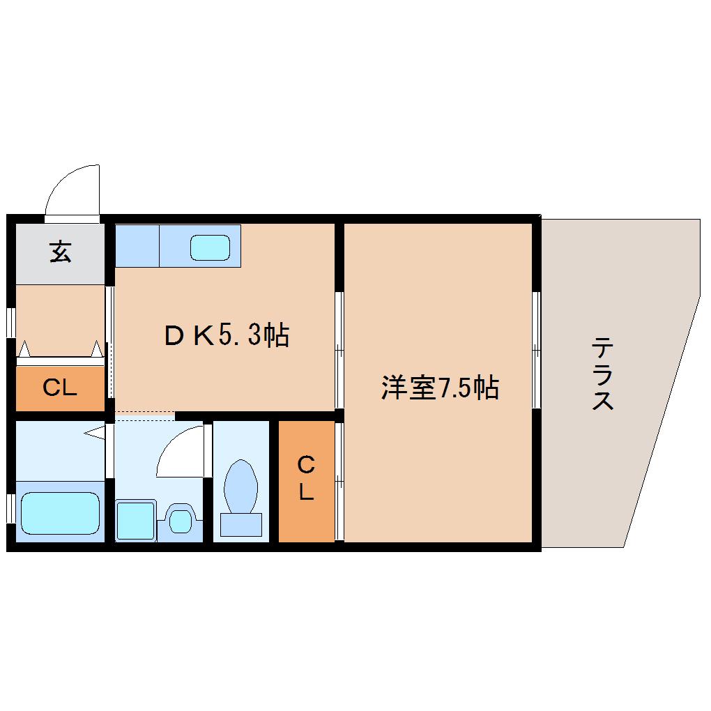 大門ハイツ(1DK/1階)の間取り写真