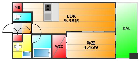プレジオ難波ユーロ(1LDK/7階)の間取り写真