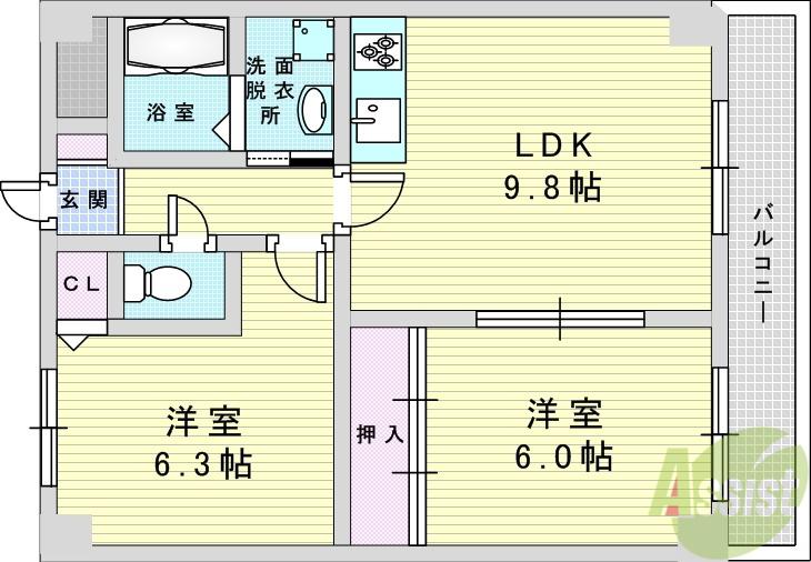 パークサイドテラス(2LDK/1階)の間取り写真