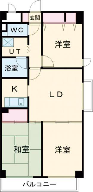 ベルコート加古川(2LDK/2階)の間取り写真