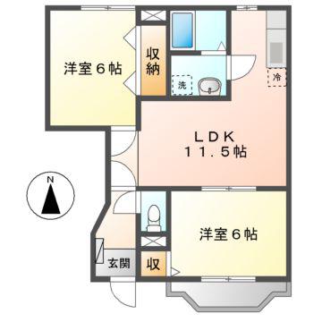 オンラードSK(2LDK/1階)の間取り写真