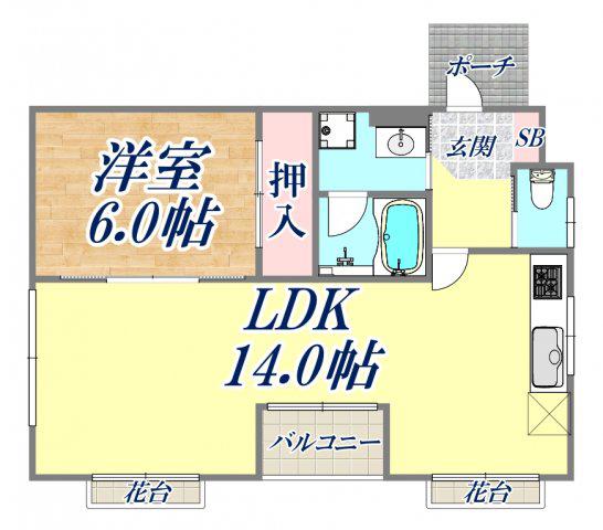 芦屋ニューコーポ2番館(1LDK/2階)の間取り写真