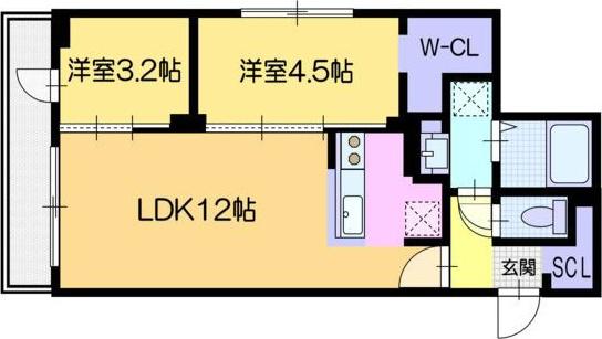 DPレジデンス南円山(2LDK/2階)の間取り写真