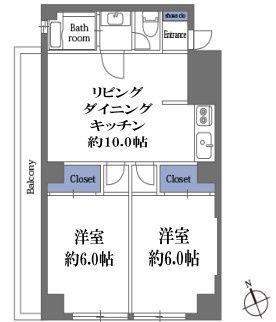 サクラハイツ(2LDK/10階)の間取り写真