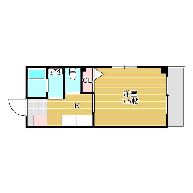 NKプライム(1K/4階)の間取り写真