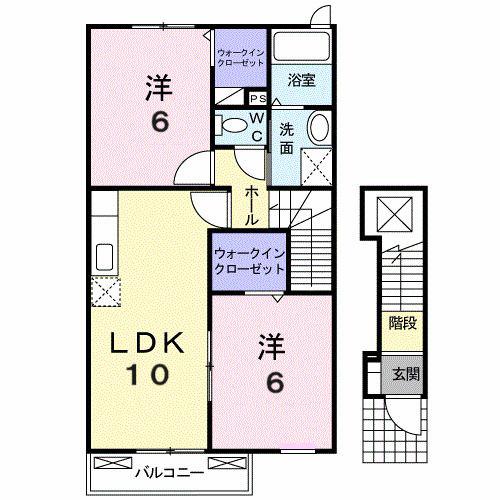 アフロディーテ(2LDK/2階)の間取り写真