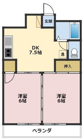 グレスコート佐賀壱番館(2DK/8階)の間取り写真