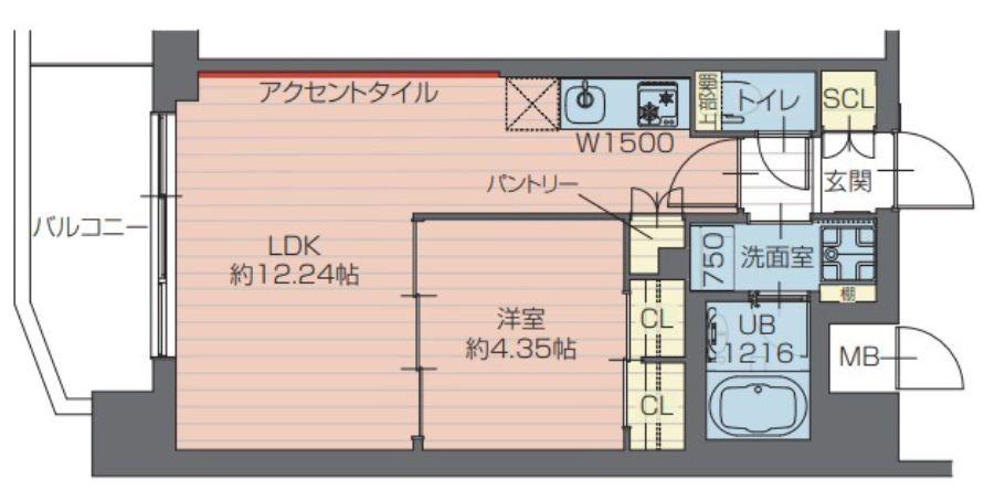 プレジオ川口ASIAN(1LDK/5階)の間取り写真