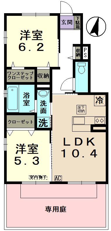 グランボヌール(2LDK/1階)の間取り写真