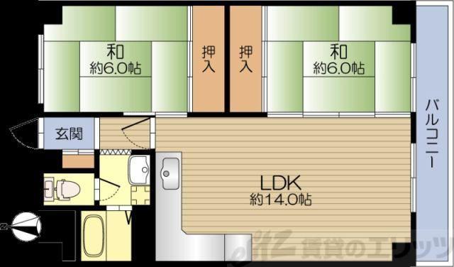 美沢ハイタウンB棟(2LDK/4階)の間取り写真