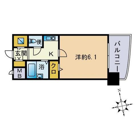 ライオンズマンション大濠第3(1K/10階)の間取り写真
