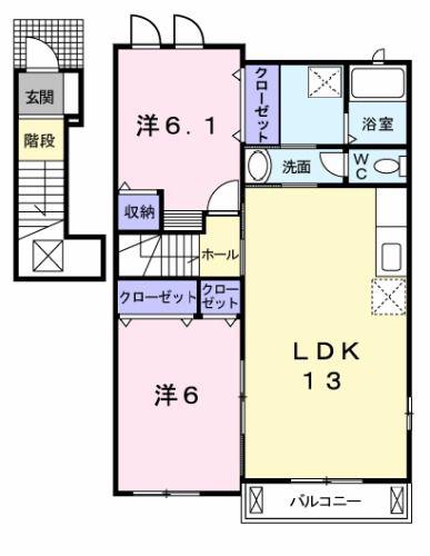 レスト コリーヌ(2LDK/2階)の間取り写真