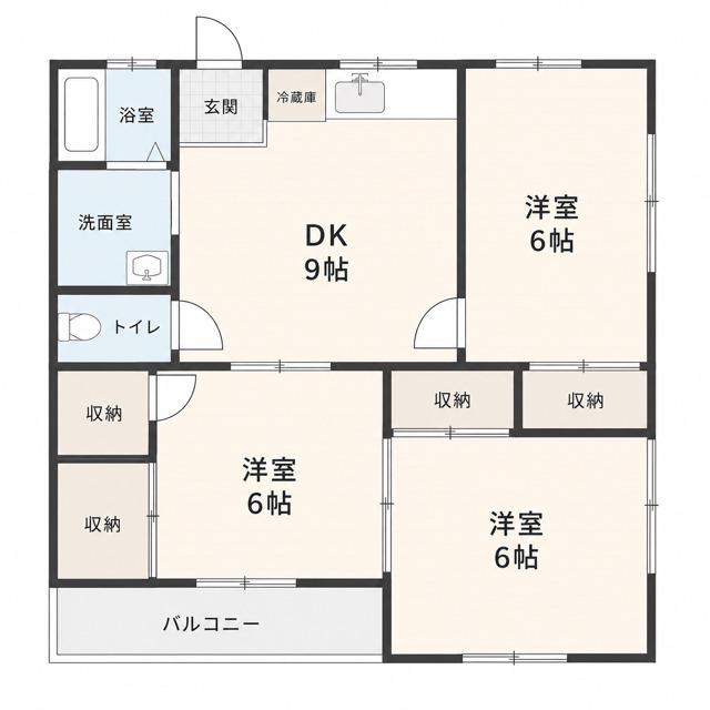 サンヒルズB(3DK/2階)の間取り写真