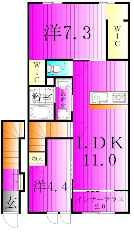 知庵ちあん(2LDK/2階)の間取り写真