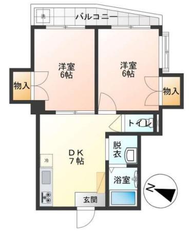 マシャンブル北野(2LDK/1階)の間取り写真